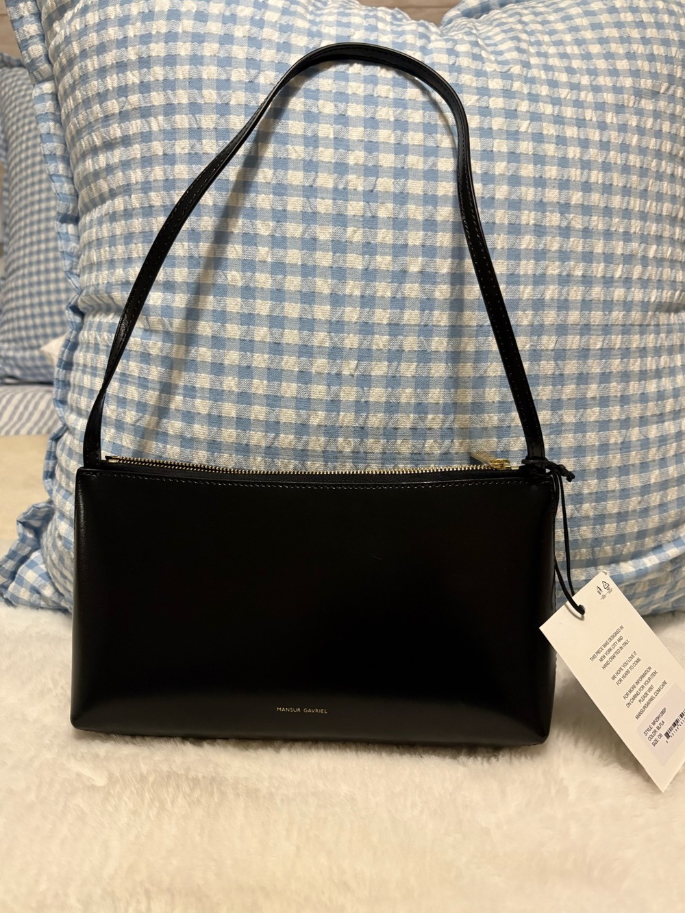 Mansur Gavriel Gaia Black Leather Shoulder Bag - Picture 2 of 9